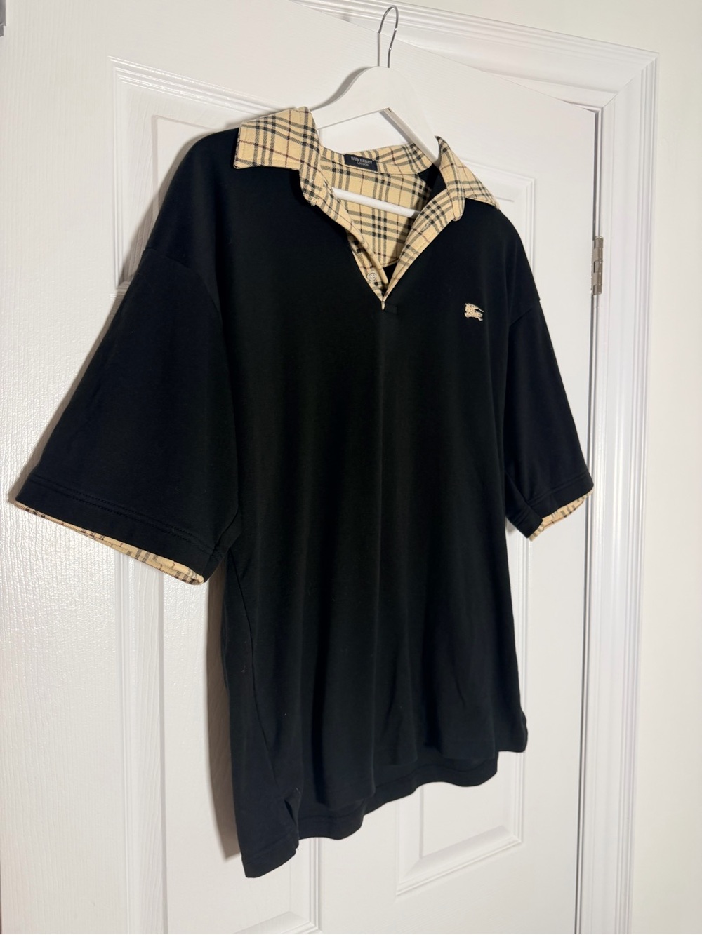 Vintage Burberry London Nova Check Black Polo Shirt